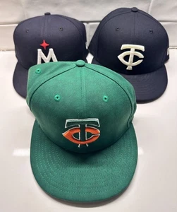 Lot of 3 Minnesota Twins 59 FIFTY New Era MLB Fitted Hat 7 1/2 7.5 FREE Shipping - Picture 1 of 8