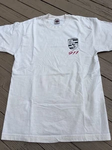 Vintage 1990s 1980s Porsche 911 Turbo T Shirt Medium White Hot Rod - Picture 1 of 6