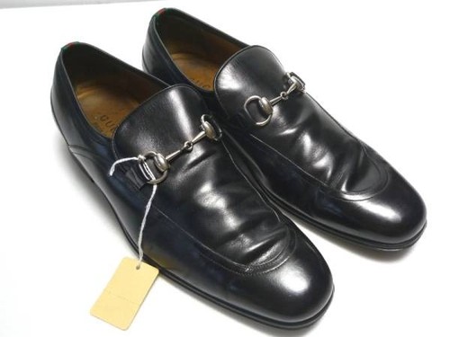 GUCCI scarpe pelle nere taglia 8D mocassini vintage abito business made in Italy