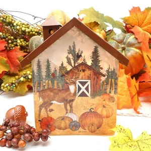 Stony Creek Decorative Lighted Glass Fall Décor Pumpkin Farm Deer 7" House PFG92 - Picture 1 of 9