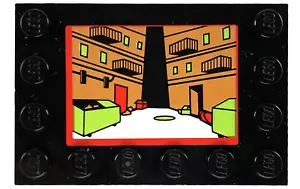 Lego TMNT Ninja Turtles Black Tile w/ Sticker Street Alley on Screen (79103) - Picture 1 of 4
