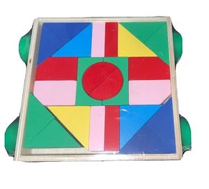 NEW Learn & Play Wooden Building Blocks Colorful 24 count/ Pull Toy on Wheels - Picture 1 of 2
