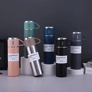 Thermosflasche Thermoskanne 500ml Kanne BPA-frei Auslaufsicher langlebig 2Becher - Bild 1 von 18