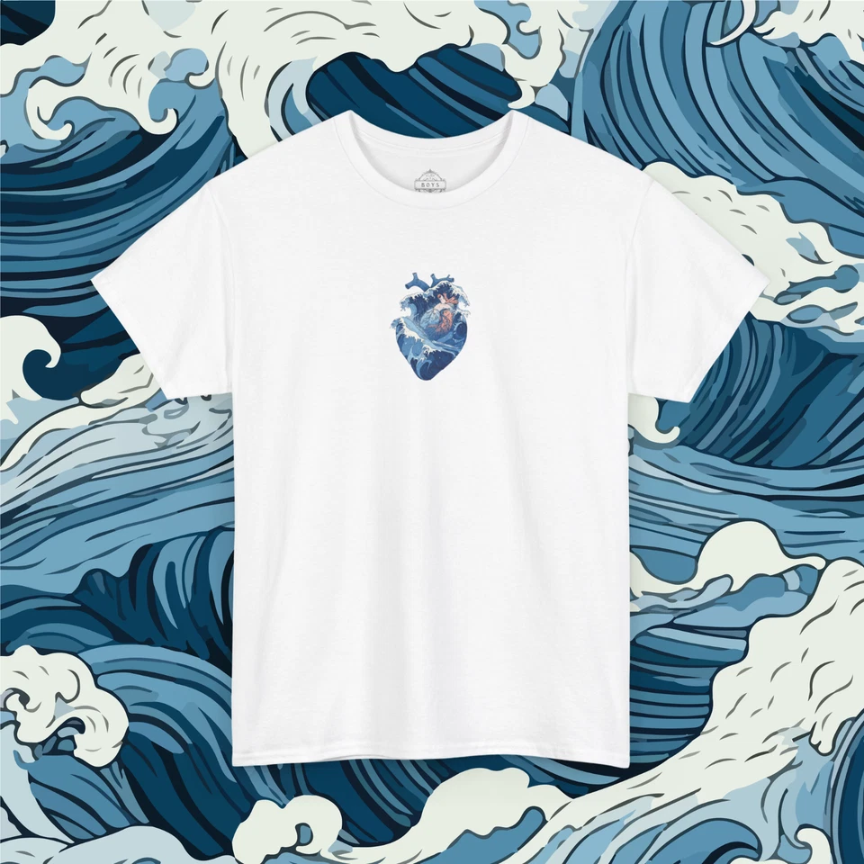 Camiseta unisex estampada Heart&Skull, ropa de calle japonesa, camisa Harajuku Foto 1 de 4