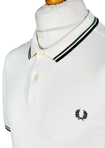 Polo Fred Perry M3600 - Crudo/Verde/Negro - Talla XXL/2XL - 48" Pecho - Mod Ska - Imagen 1 de 11