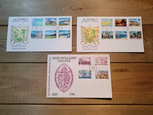3 x First Day Covers Alderney Channel Islands Isle of Man FDC Stamps - Picture 1 of 3