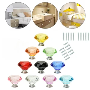 20~30mm Diamond Crystal Glass Door Knob Cabinet Furniture Cupboard Drawer Handle - Picture 1 of 25