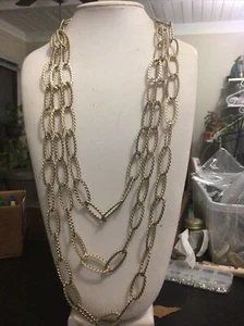 3-Strand Long Chain Necklace by Bijoux Turner: Gold-Tone - Picture 1 of 5