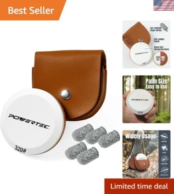 Piedra de afilar de grano 180/320 con bolsa de cuero y guantes resistentes a cortes Foto 1 de 4