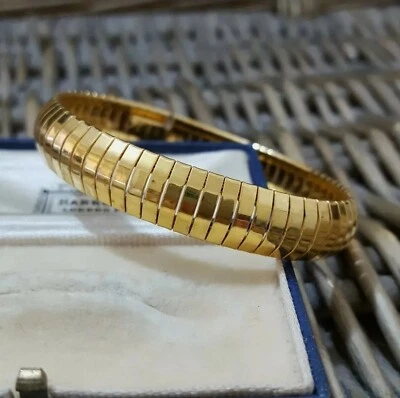 Qvc 925 Sterling Silver Bracelet, 14k Gold Plated Bangle, Flexible Bangle  - Image 1 of 4