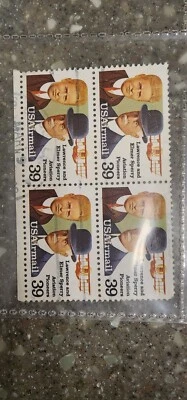 US Stamp, Sc#? 39c 1985 plate block Lawrence/Elmer Sperry Pioneers Used - #B576 - Image 1 of 3