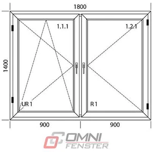 Kunststofffenster PVC 180 x 140cm DREH-KIPP 2-flüg weiß Fenster auf Maß - Bild 1 von 10