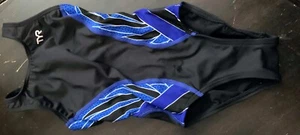 TYR SPORT Girls' Phoenix Splice MaxFit Swimsuit Black and Blue Size 22 - Picture 1 of 4