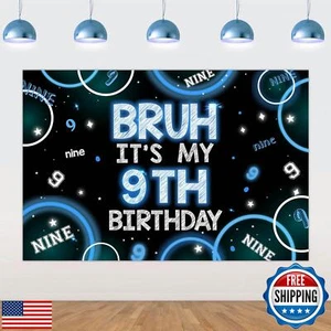 Wonmelody Bruh It’s My 9th Birthday Decor 4.92*3.28ft Bruh It’s My 9th Birthd - Picture 1 of 5