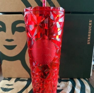 Vaso Starbucks Navidad Vacaciones 2023 Rojo Diamante Prisma Cristal Venti 24oz - Imagen 1 de 4