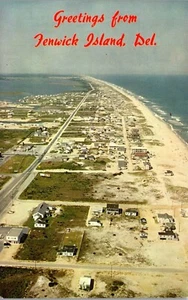 Vintage Beach View Postcard Greetings from Fenwick Island Delaware DE Aerial - Picture 1 of 4