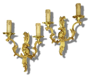 PAIR OF SCONCES LOUIS XV STYLE - BRONZE LUCIEN GAU, PARIS - FRENCH ANTIQUE - Picture 1 of 10