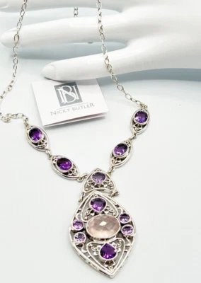 Nicky Butler 925 Sterling Silver Rose Quartz Celtic Knot Necklace Brand New NB - Image 1 of 4