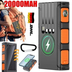 Solar Powerbank 20000 mAh Wireless Charger Wasserdicht Ladegerät für Alle Handys - Bild 1 von 15