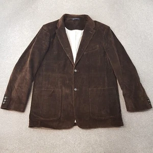 M&S Mens Jacket Large Brown Corduroy Blazer Sports Coat Country Hunting Racing - Picture 1 of 12