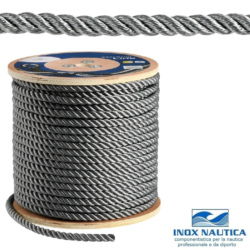 CIMA DA ORMEGGIO GRIGIA Ø 16mm A TRE LEGNOLI 10/25 MT CORDA RITORTA GHERLINO - Immagine 1 di 1