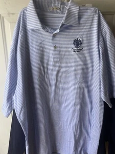 Camisa Polo Peter Millar XXL Azul Rayas Trump Golf Internacional - Imagen 1 de 5