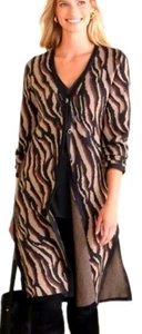 Soft Surroundings Veronica Jacquard animal duster cardigan knit sweater M NWT - Picture 1 of 13