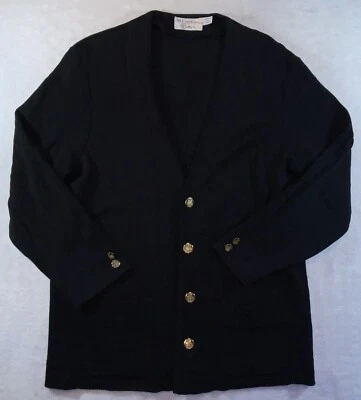 St. Croix 100% Black Wool Knit Sweater Blazer Cardigan with Gold Hardware Size L - Image 1 of 4