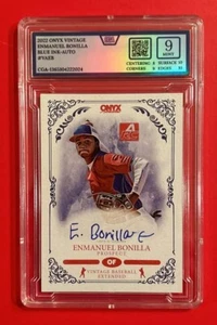 2022 Onyx Vintage Autograph ENMANUEL BONILLA Graded Baseball Card CGA 9 RC - Bild 1 von 2