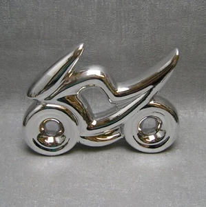 Goldbach Deko Motorrad Dolomit zum Stellen silber Keramik  modern Moped B-Ware - Bild 1 von 1