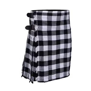 Clan Black and White Premium Tartan Kilt Scottish Highland Men's Tartan Handmade - Picture 1 of 2