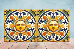 Juego de 2 azulejos de pared de mayólica para salpicadero de cerámica italiana para decoración de paredes - Imagen 1 de 3