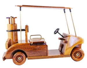 Hand made wooden Golf cart ornament. 1:14 scale model. L: 25CM H: 17cm W: 10cm - Picture 1 of 1