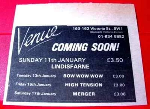Lindisfarne/Bow Wow Wow/High Tension Vintage ORIG 1981 Press/Mag ADVERT 4"x 3.5" - Picture 1 of 3