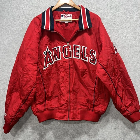 VTG Majestic Mens Sz XL Los Angeles Anaheim Angels Dugout Bomber Jacket Y2K Cover