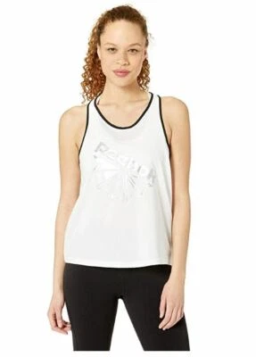 Reebok Classics Side Stripe Tank Top White / Black Women's Size XL MSRP $30 NEW - Image 1 of 3