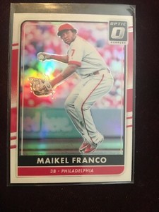 2016 Panini Donruss Optic Holo Refractor Phillies Maikel Franco Card #140