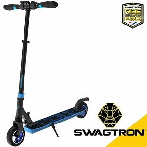 Swagtron SG-8 Folding Electric Scooter for Kids Teen Kick Scooter E-Scooter Blue