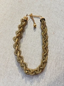 RARA - Collana girocollo vintage anni 50 in filo intrecciato con gancio e catena 14,5+" - Foto 1 di 3