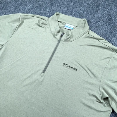 Camiseta Columbia feminina com zíper 2XL verde manga curta elástica omni-wick - Imagem 1 de 4