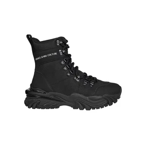 $695 Designer VERSACE JEANS COUTURE Men Black Lace Up Ankle Boots 44 - Picture 1 of 3