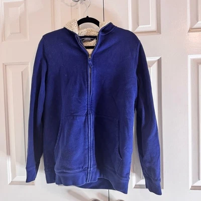 Lands' End Sherpa-Lined Full Zip Hoodie Jacket Blue XL Boys (18-20) U - Image 1 of 4