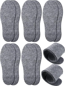 5 Paar Wollfilz Einlegesohlen warme Schuheinlagen grau unisex - Bild 1 von 12