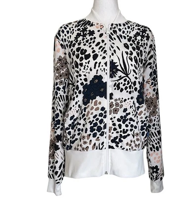Adidas Women’s Floral Animal Print Full Zip Track Jacket White Multicolor Size M - Image 1 of 4