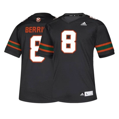 Braxton Berrios Adidas NCAA Miami Hurricanes Official Men Black Football Jersey - Image 1 of 3