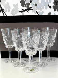 Set of 6 Waterford Crystal ASHLING Water Wine Goblets Glasses Gothic Mark🍀 MINT - Picture 1 of 10