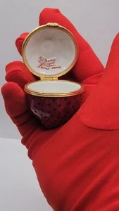 Vintage Tiffany Limoges Erdbeere Schmuckschatulle Frankreich Porzellan handbemalt EUC - Bild 1 von 16