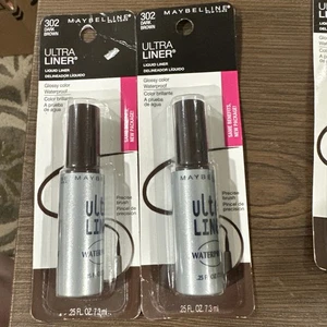 Lot of 2 Maybelline New York Ultra Liner Liquid Liner Waterproof Dark Brown 302 - Picture 1 of 4