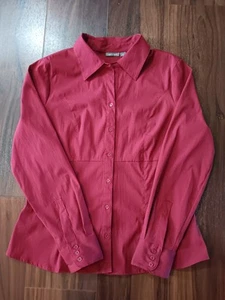 Apt 9 Stretch Womens Blouse Brick Red Button Down Size LG - Picture 1 of 6