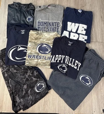 Penn State XL Lot Of 8 ~ 4 T Shirts 1 Sweatpants 1 L/S Tee 1  1/4 Zip 1 Shorts - Image 1 of 4